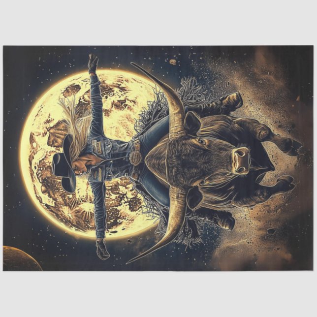 Papel De Seda Desnudar a una lechera montando toro en el fondo d (Anverso)