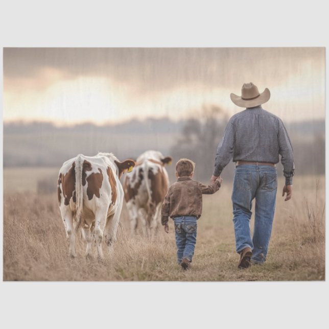 Papel De Seda Desnudar al Vaquero y al Hijo Mano Y Mano Con Gana (Anverso)