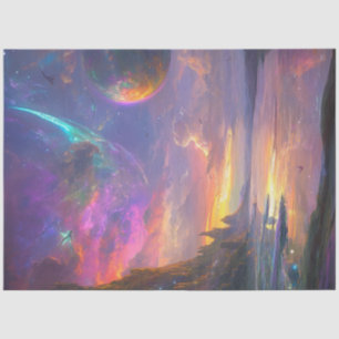 Papel De Seda Desnudar cielo fantástico hues rosa azul morado