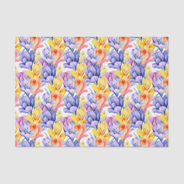 Papel De Seda Desnudar Crocus Flowers Cumpleaños Floral (Anverso)