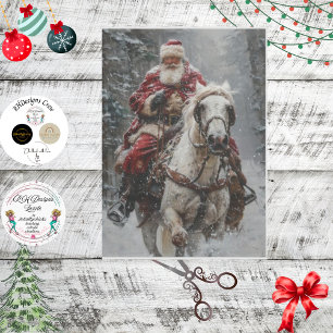 Papel De Seda Desnudar el caballo de invierno Wonderland Santa R