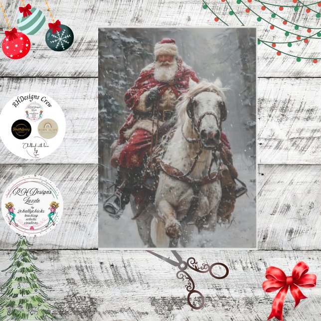 Papel De Seda Desnudar el caballo de invierno Wonderland Santa R (Subido por el creador)