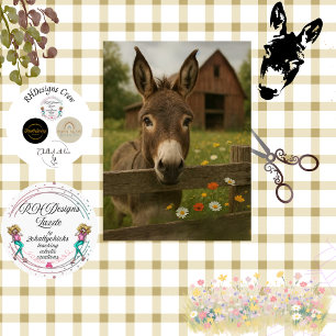 Papel De Seda Desnudar el campo Donkey Red Barn