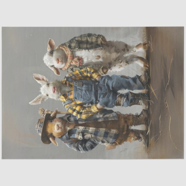 Papel De Seda Desnudar el conejo caprichoso, cabra, pastores (Anverso)