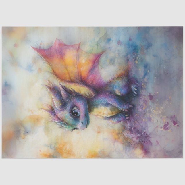 Papel De Seda Desnudar el Dragón de Fantasía del Bebé Vibrante (Anverso)