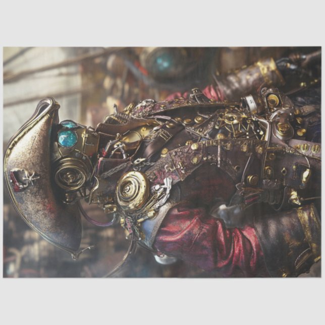 Papel De Seda Desnudar el pirata Steampunk Cyborg (Anverso)