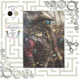 Papel De Seda Desnudar el pirata Steampunk Cyborg