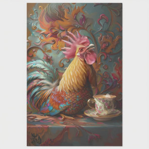Papel De Seda Desnudar el Whimsical Ornate Chicken Coffee Break