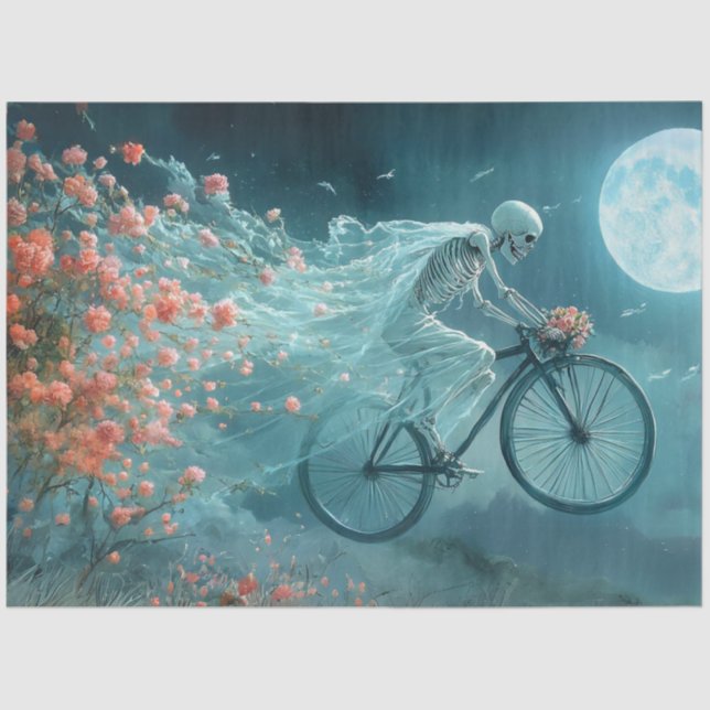 Papel De Seda Desnudar el Whimsical Skeleton Boda Bicicleta (Anverso)