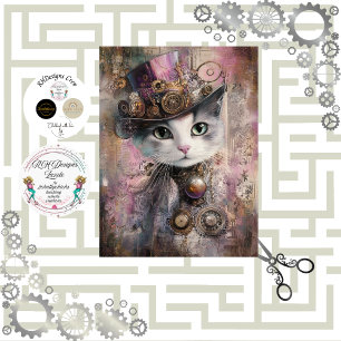 Papel De Seda Desnudar gato rosado de Steampunk en Victoria