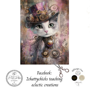 Papel De Seda Desnudar gato rosado de Steampunk en Victoria