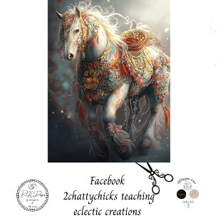 Papel De Seda Desnudar intrincados caballos blancos y adornos