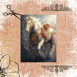 Papel De Seda Desnudar intrincados caballos blancos y adornos