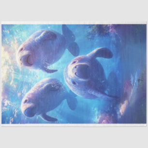 Papel De Seda Desnudar la familia manatee Triste de las aguas de