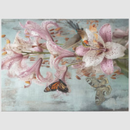 Papel De Seda Desnudar Lilies Hummingbirds Mariposas Sage