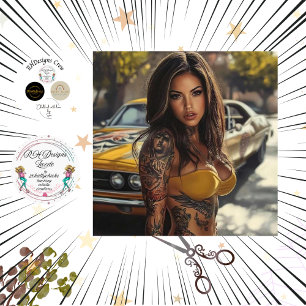 Papel De Seda Desnudar nostálgico coche de músculo bello mujeres