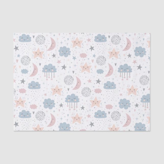 Papel De Seda Desnudar nubes Luna Starry Sky Baby Shower (Anverso)
