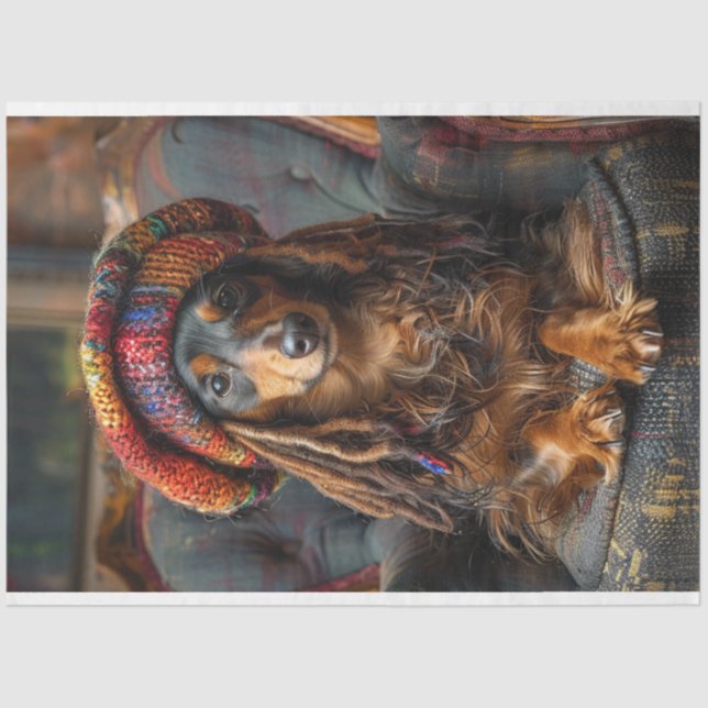 Papel De Seda Desnudar Whimsical Boho Dachshund Dog (Anverso)