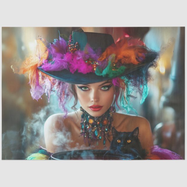 Papel De Seda Desnudar Whimsical Magístico Buen Tejido De Brujas (Anverso)