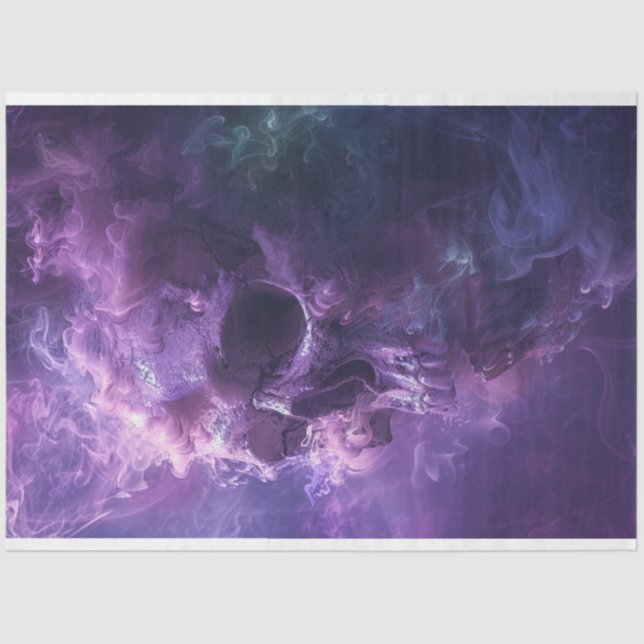 Papel De Seda Desnudar Whimsical Púrpura Humo Brillante Cráneo (Anverso)