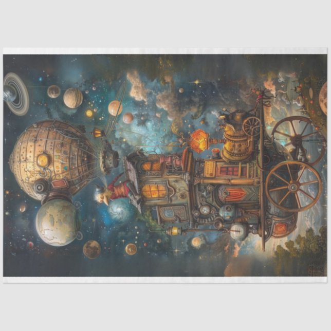 Papel De Seda Desnudar Whimsical Steampunk Hot Air Balloon (Anverso)