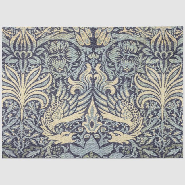 Papel De Seda Desnudo azul del Dragón de Guillermo Morris (Anverso)