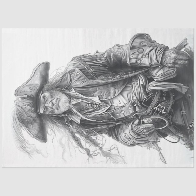 Papel De Seda Desnudo blanco negro pirata (Anverso)