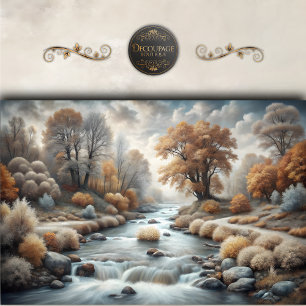 Papel De Seda Desnudo brillante del río Otoño Misty