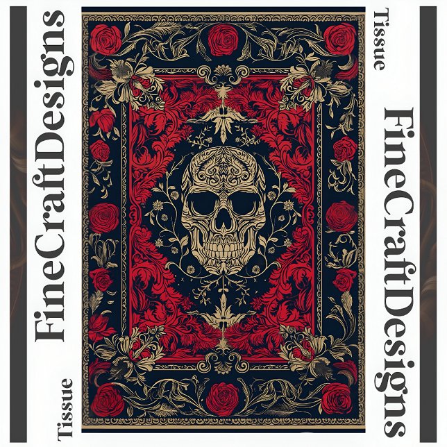 Papel De Seda Desnudo de cráneo rojo y negro barroco ordenado 14 (Subido por el creador)