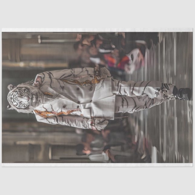 Papel De Seda Desnudo de la Moda de León Blanco (Anverso)