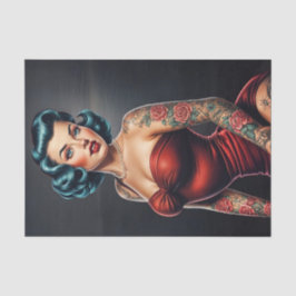 Papel De Seda Desnudo de la mujer del pinup de Retro Rockabilly