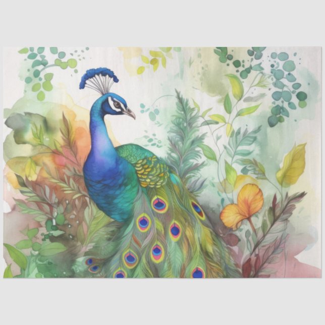 Papel De Seda Desnudo de los pavos reales del Boho de la época (Anverso)