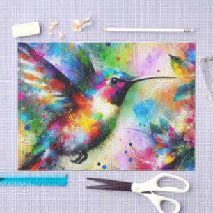 Papel De Seda Desnudo de Whimsical Colorful Hummingbird