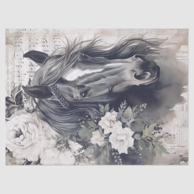 Papel De Seda Desnudo del caballo negro (Anverso)