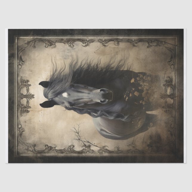 Papel De Seda Desnudo del caballo negro (Anverso)