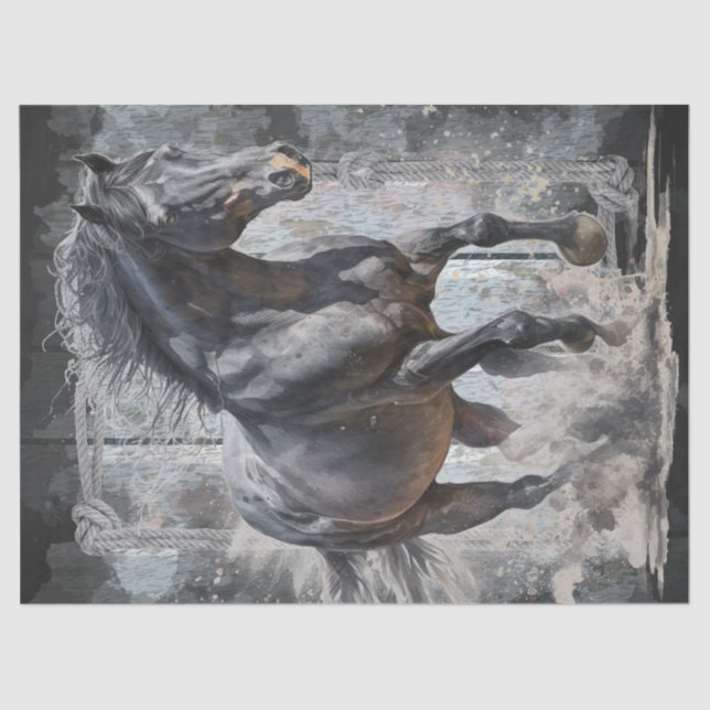 Papel De Seda Desnudo del caballo negro (Anverso)