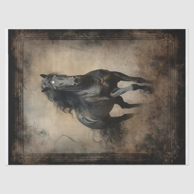 Papel De Seda Desnudo del caballo negro (Anverso)