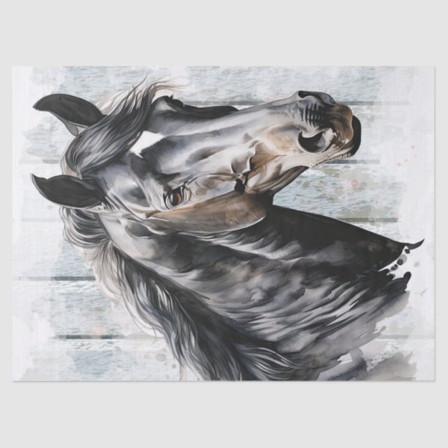 Papel De Seda Desnudo del caballo negro (Anverso)