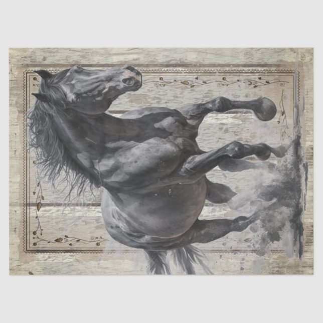 Papel De Seda Desnudo del caballo negro (Anverso)
