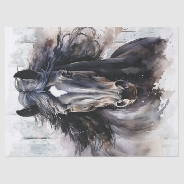 Papel De Seda Desnudo del caballo negro (Anverso)