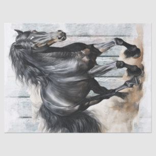 Papel De Seda Desnudo del caballo negro