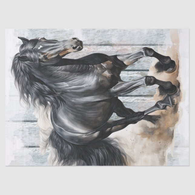 Papel De Seda Desnudo del caballo negro (Anverso)