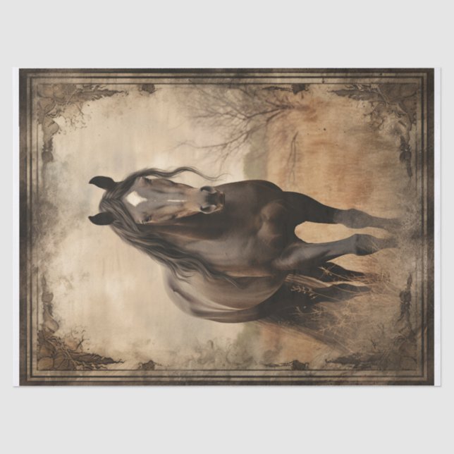 Papel De Seda Desnudo del caballo negro marrón (Anverso)