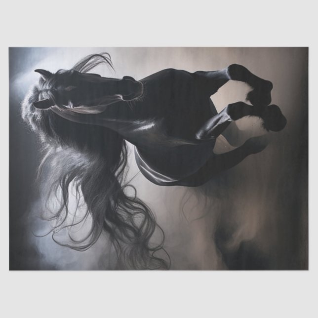 Papel De Seda Desnudo frisón negro del caballo (Anverso)