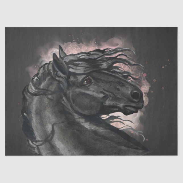 Papel De Seda Desnudo frisón negro del caballo (Anverso)
