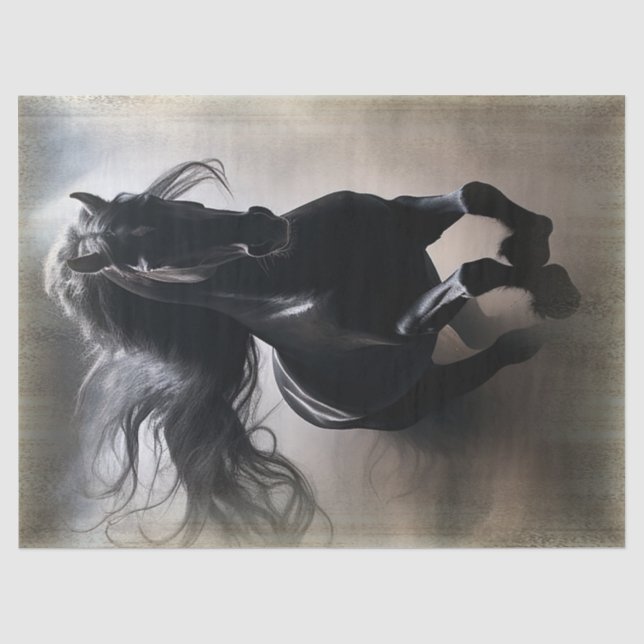 Papel De Seda Desnudo frisón negro del caballo (Anverso)