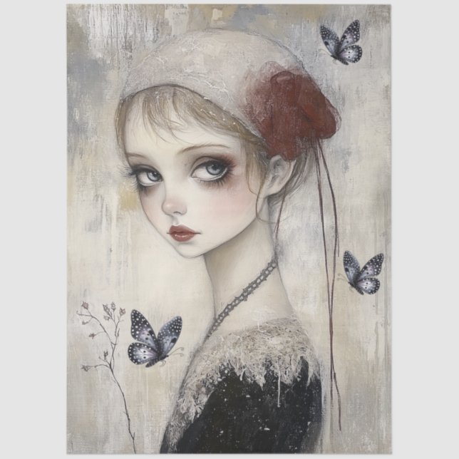 Papel De Seda Desnudo gótico oscuro del Chica Grunge (Anverso)