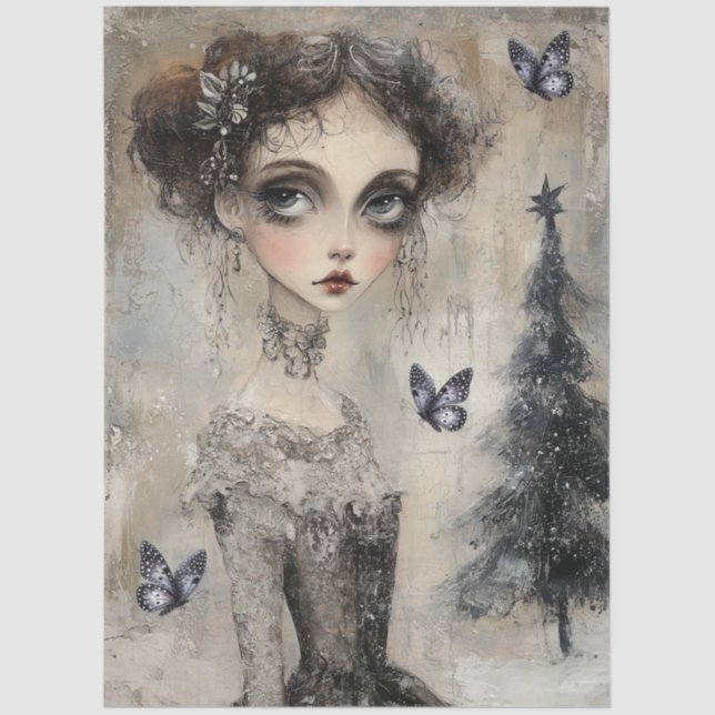 Papel De Seda Desnudo gótico oscuro del Chica Grunge (Anverso)