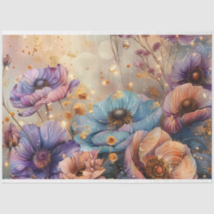 Papel De Seda Desnudos de flores frías de colores vivos