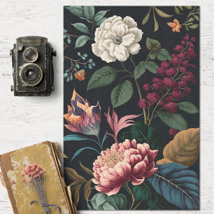 Papel De Seda Desnudos de flores oscuras vintage